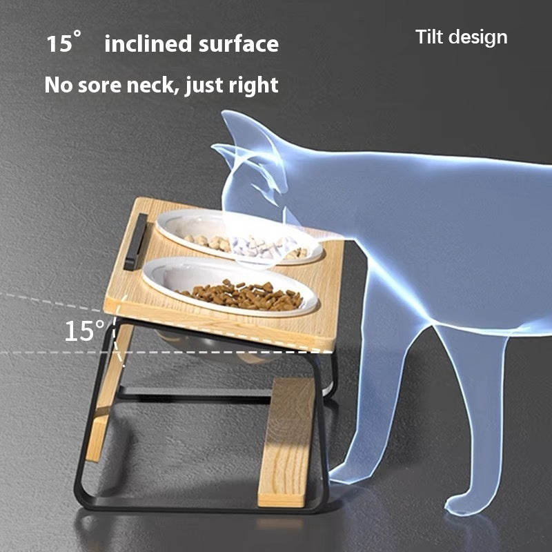 Ceramic Double Bowl Pet Water Feeding Bowl