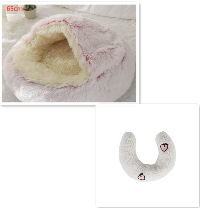 2 In 1 Winter Round Plush Warm Bed
