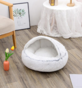 2 In 1 Winter Round Plush Warm Bed