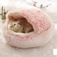 2 In 1 Winter Round Plush Warm Bed