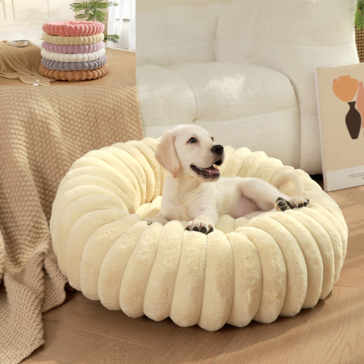 Round Long Hair Pet Bed