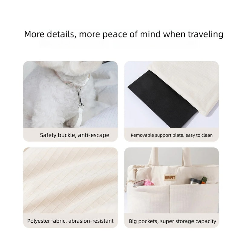 Dog Car Seat Pet Carrier With Adjustable Safety Leash