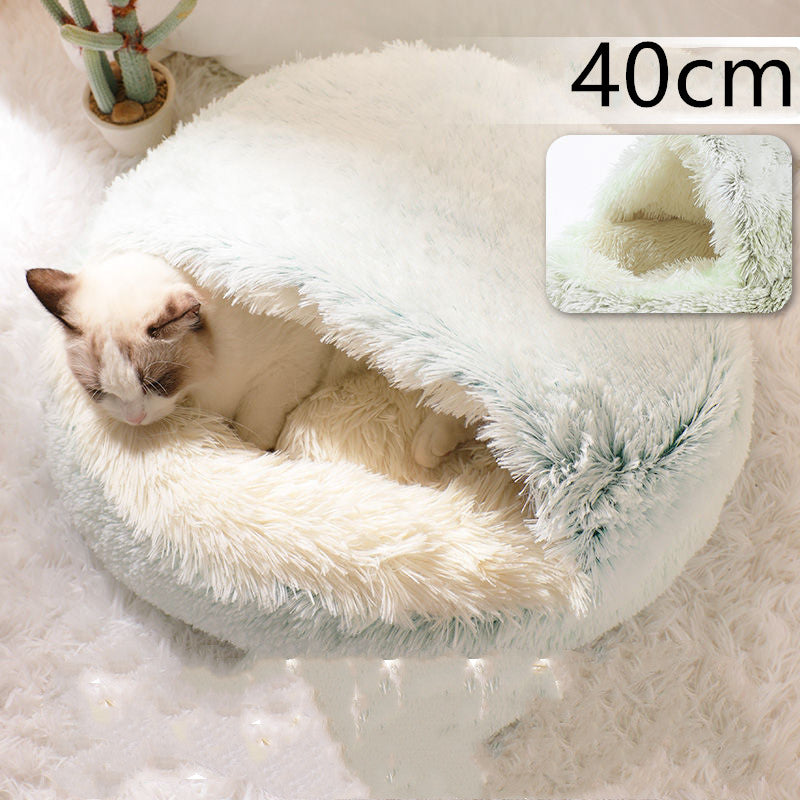 2 In 1 Winter Round Plush Warm Bed