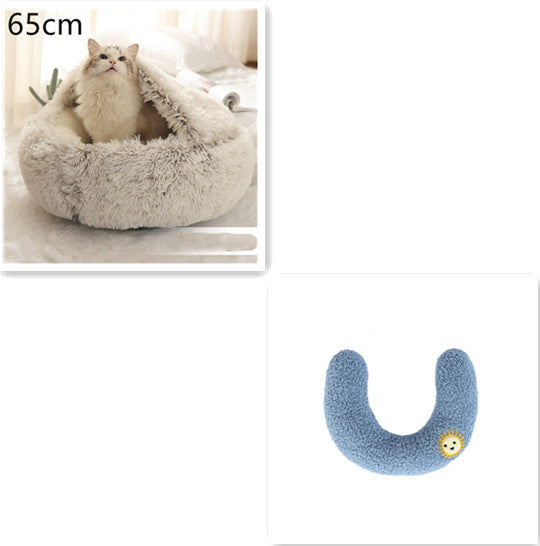 2 In 1 Winter Round Plush Warm Bed