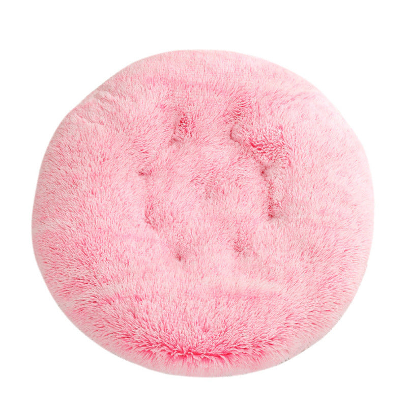 Round Pet Mat Dog Bed Plush Warm Sleep Dog Bed