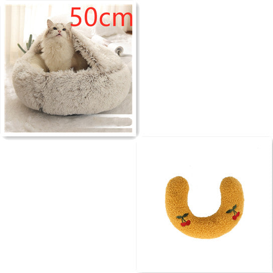 2 In 1 Winter Round Plush Warm Bed