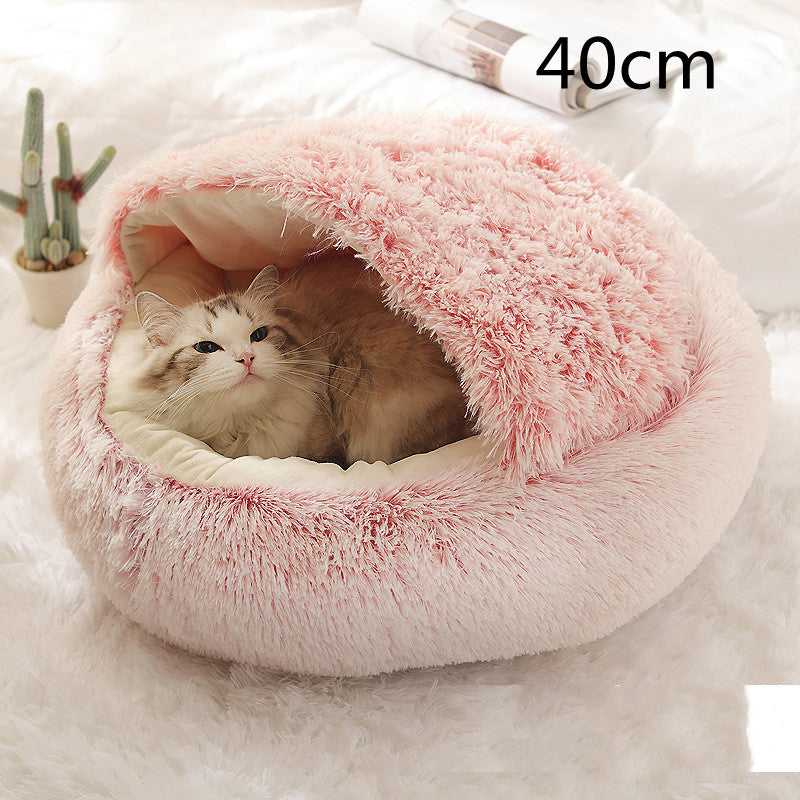 2 In 1 Winter Round Plush Warm Bed