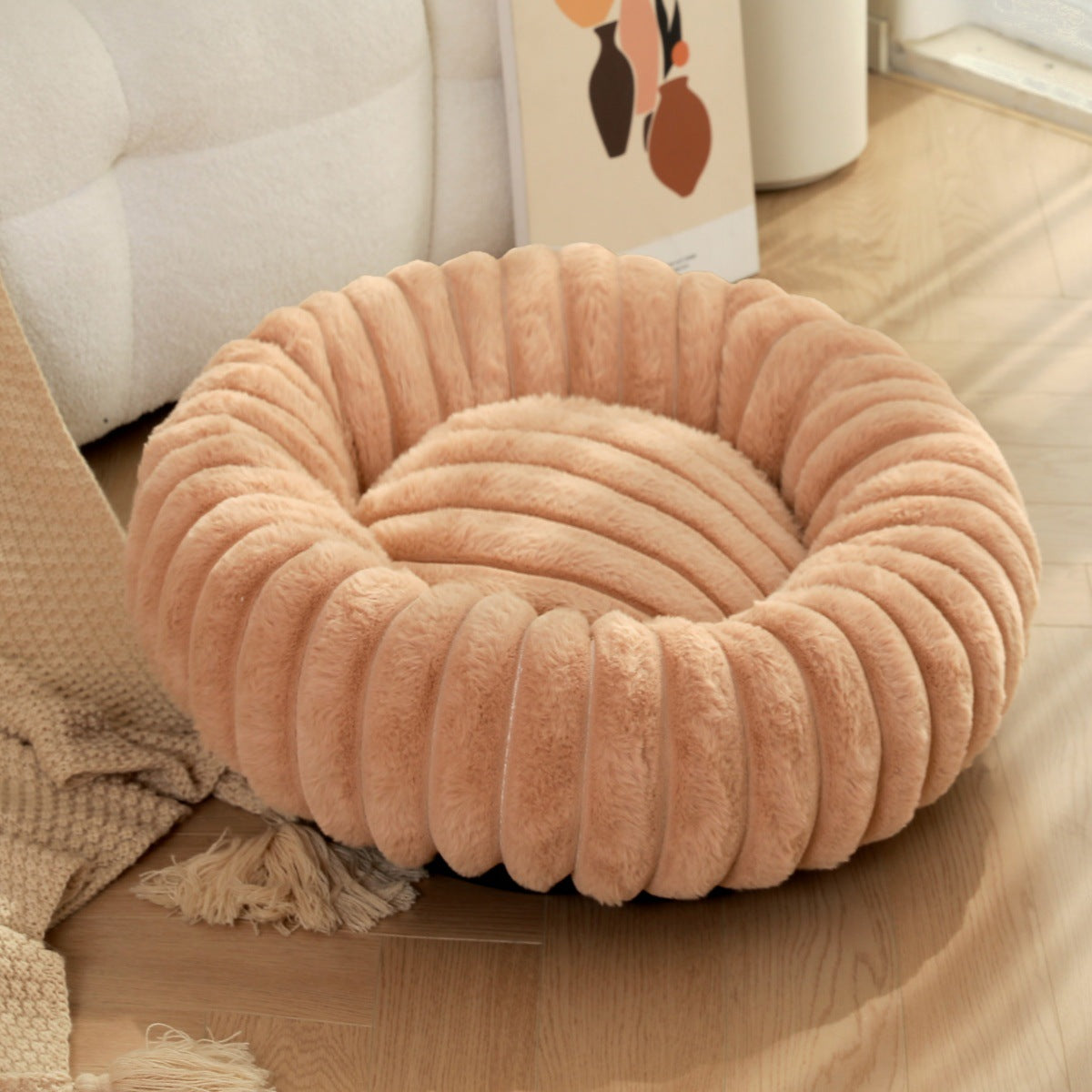 Round Long Hair Pet Bed