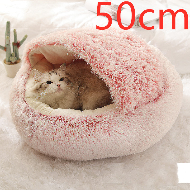 2 In 1 Winter Round Plush Warm Bed