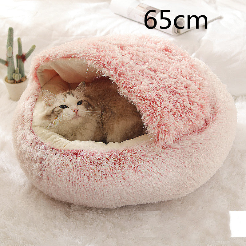 2 In 1 Winter Round Plush Warm Bed