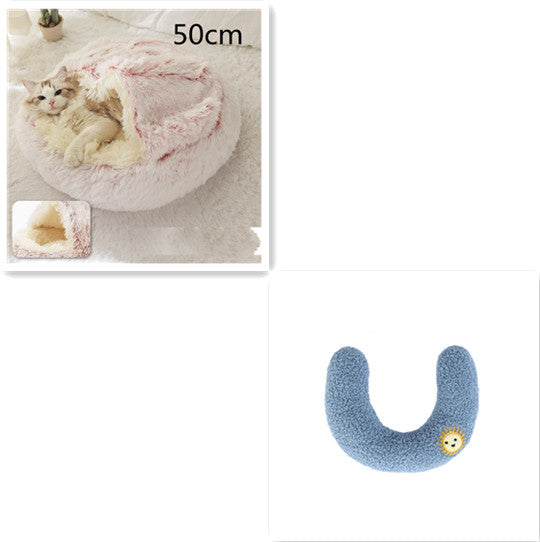 2 In 1 Winter Round Plush Warm Bed