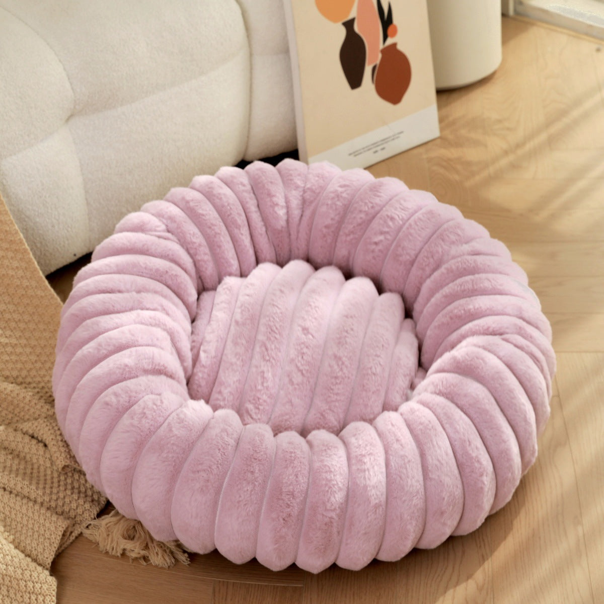 Round Long Hair Pet Bed