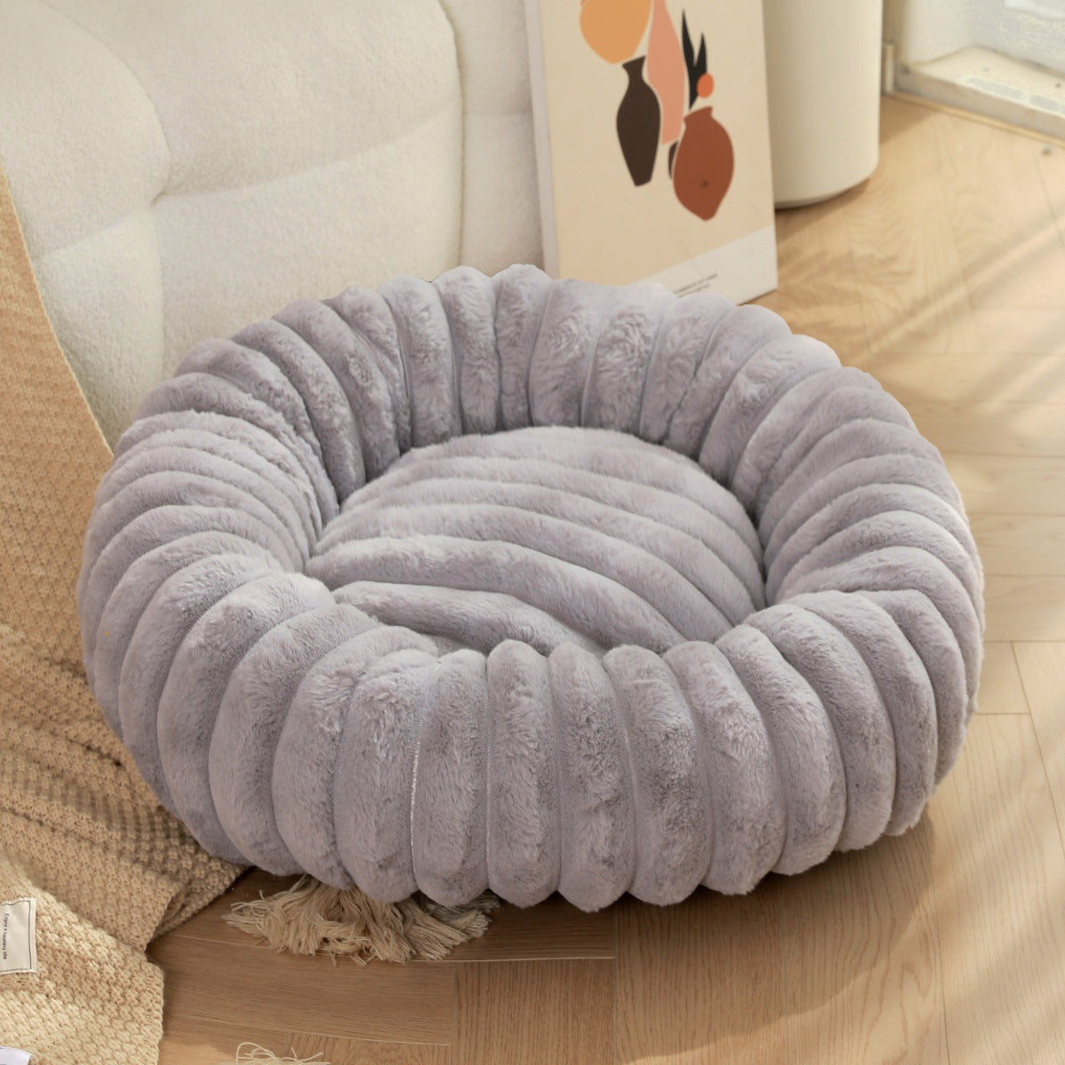 Round Long Hair Pet Bed