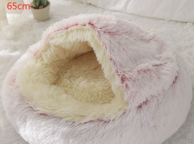 2 In 1 Winter Round Plush Warm Bed