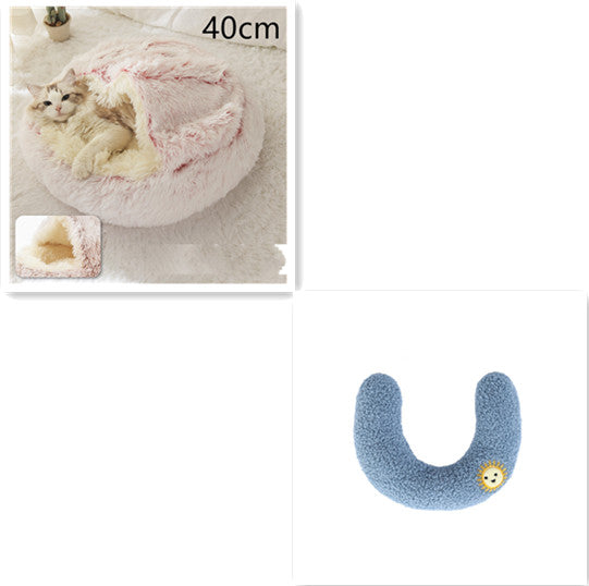 2 In 1 Winter Round Plush Warm Bed