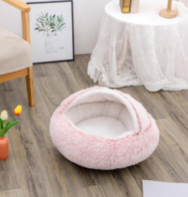 2 In 1 Winter Round Plush Warm Bed