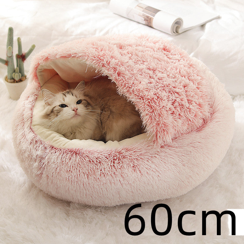 2 In 1 Winter Round Plush Warm Bed