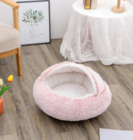 2 In 1 Winter Round Plush Warm Bed