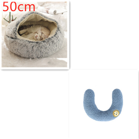 2 In 1 Winter Round Plush Warm Bed